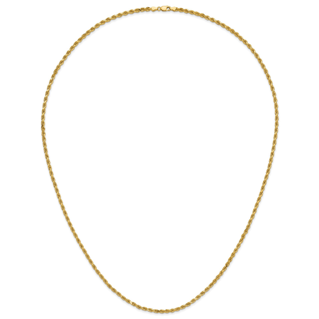 14K Yellow Gold 3.75 mm Rope Chain Necklace, Polished detail view