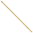 14K Yellow Gold 3.75 mm Rope Chain Anklet, Polished