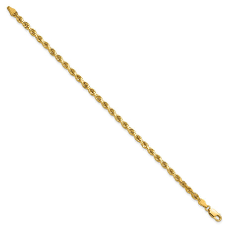 14K Yellow Gold 3.75 mm Rope Chain Anklet, Polished