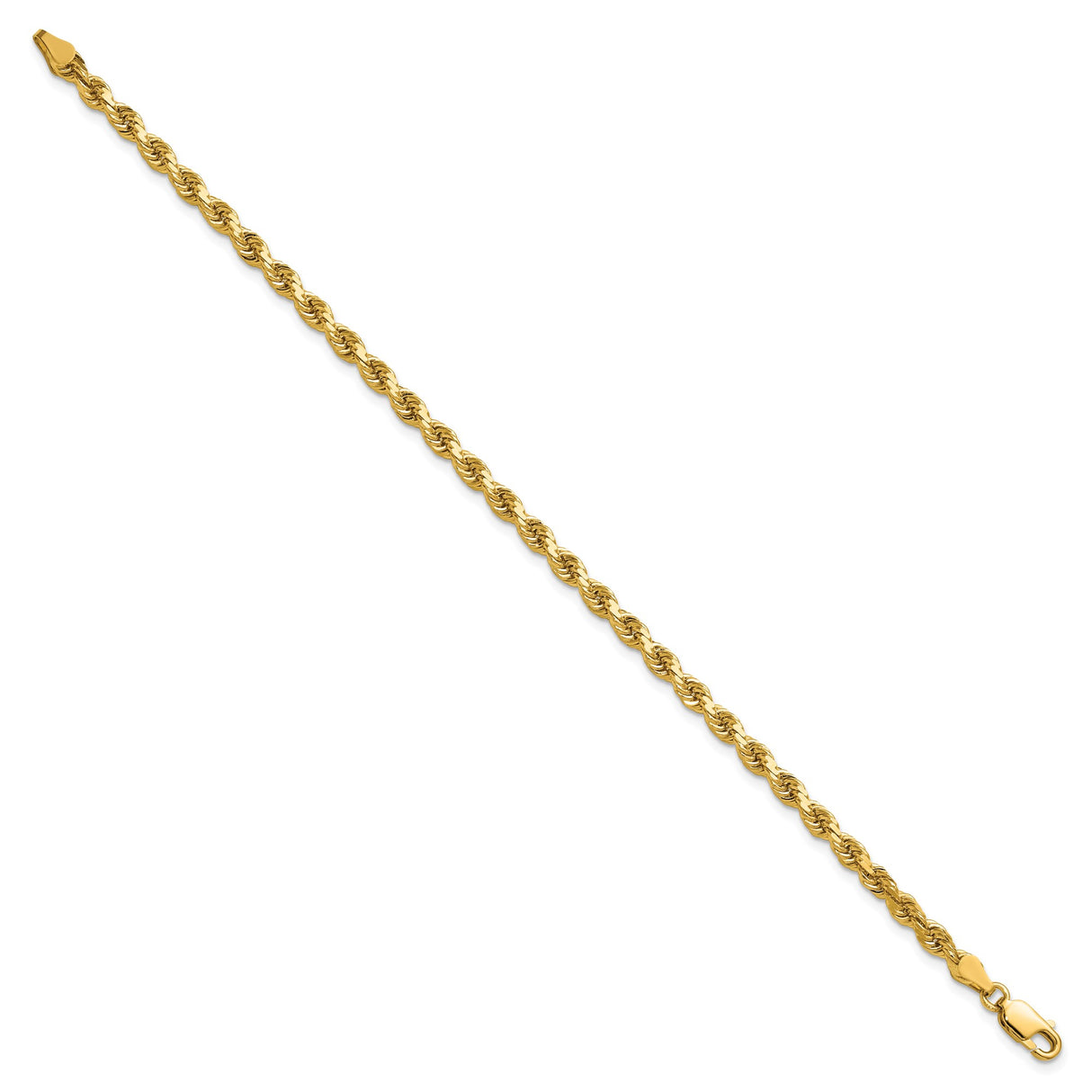 14K Yellow Gold 3.75 mm Rope Chain Bracelet, Polished