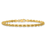 14K Yellow Gold 3.75 mm Rope Chain Bracelet, Polished alternate angle