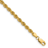 14K Yellow Gold 3.8 mm Rope Chain Anklet, Polished