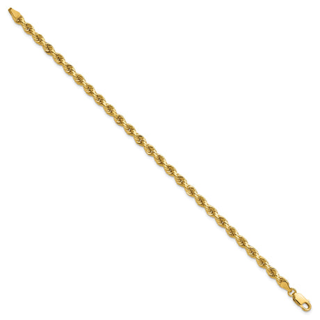 14K Yellow Gold 4 mm Rope Chain Anklet, Polished