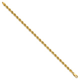 14K Yellow Gold 4 mm Rope Chain Bracelet, Polished