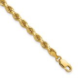 14K Yellow Gold 4 mm Rope Chain Anklet, Polished detail view