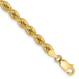 14K Yellow Gold 4 mm Rope Chain Bracelet, Polished