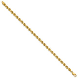 14K Yellow Gold 4.25 mm Rope Chain Anklet, Polished