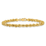 14K Yellow Gold 4.25 mm Rope Chain Bracelet, Polished alternate angle
