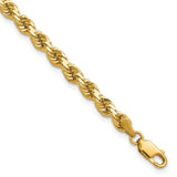 14K Yellow Gold 4.25 mm Rope Chain Anklet, Polished detail view