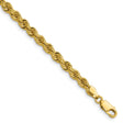 14K Yellow Gold 4.2 mm Rope Chain Anklet, Polished shown for scale