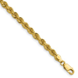 14K Yellow Gold 4.2 mm Rope Chain Anklet, Polished shown for scale