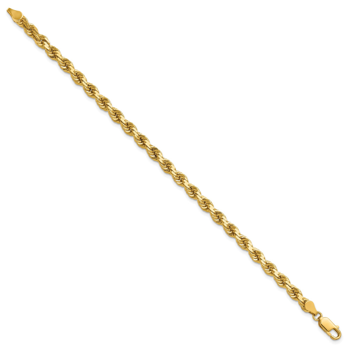 14K Yellow Gold 4.5 mm Rope Chain Anklet, Polished