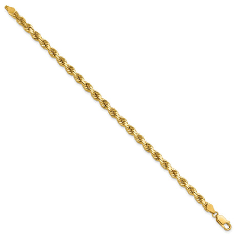 14K Yellow Gold 4.5 mm Rope Chain Anklet, Polished