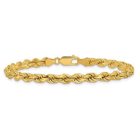 14K Yellow Gold 4.5 mm Rope Chain Anklet, Polished alternate angle