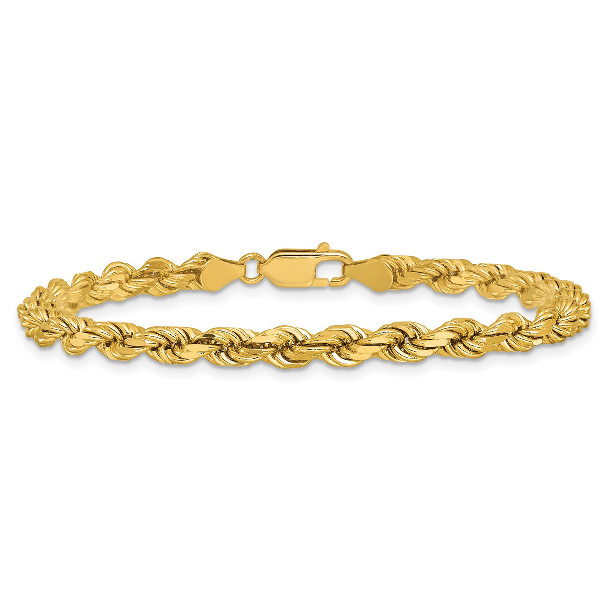 14K Yellow Gold 4.5 mm Rope Chain Bracelet, Polished alternate angle
