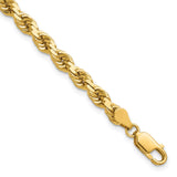 14K Yellow Gold 4.5 mm Rope Chain Anklet, Polished detail view