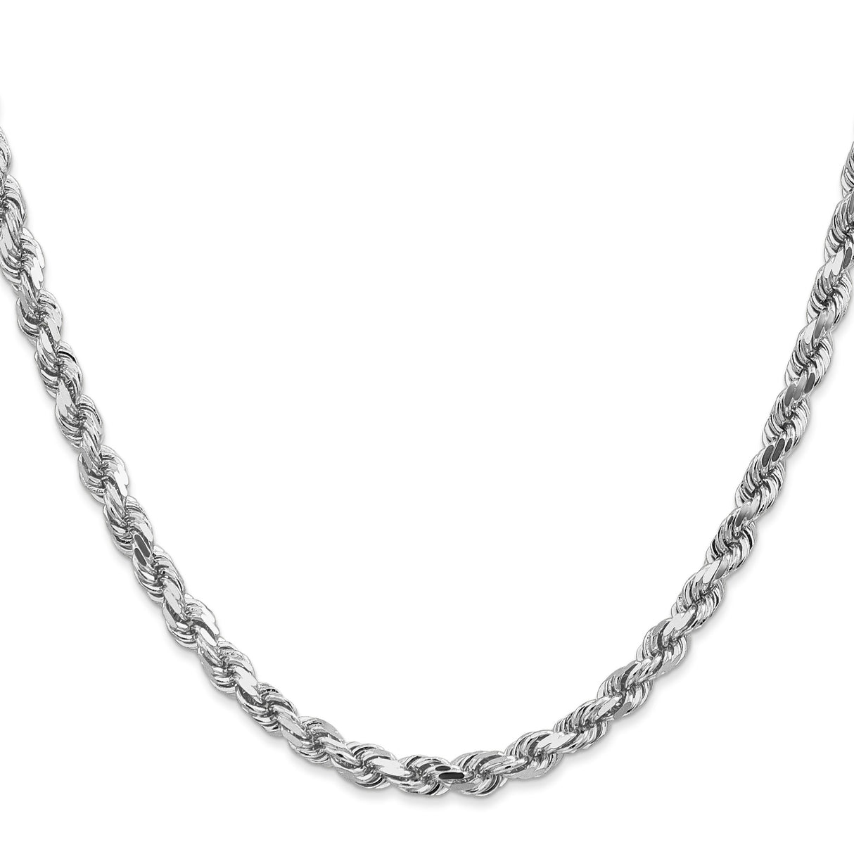 14K White Gold 4.5 mm Rope Chain Bracelet, Polished