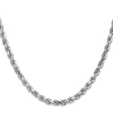 14K White Gold 4.5 mm Rope Chain Bracelet, Polished