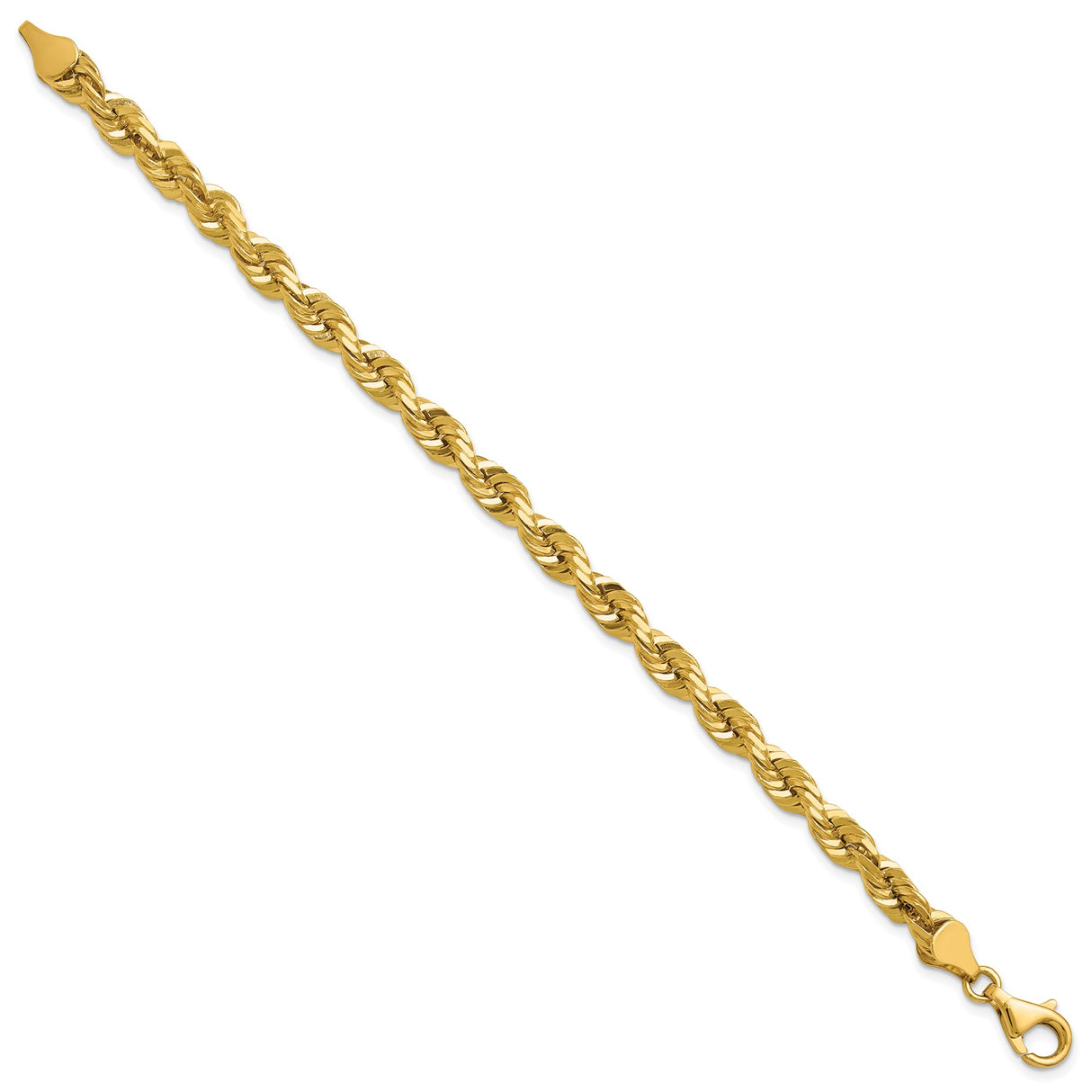 14K Yellow Gold 5.5 mm Rope Chain Bracelet, Polished