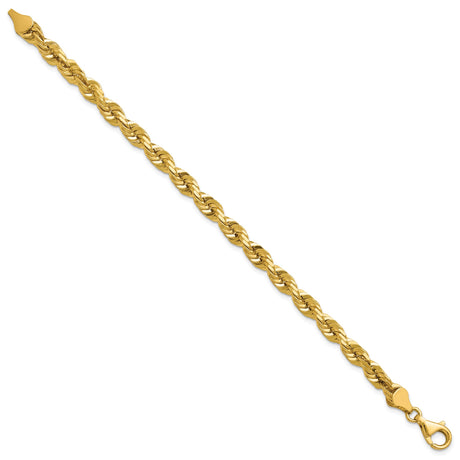 14K Yellow Gold 5.5 mm Rope Chain Bracelet, Polished