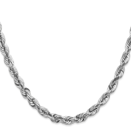 14K White Gold 5.5 mm Rope Chain Bracelet, Polished