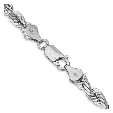 14K White Gold 5.5 mm Rope Chain Bracelet, Polished alternate angle