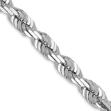 14K White Gold 5.5 mm Rope Chain Bracelet, Polished detail view