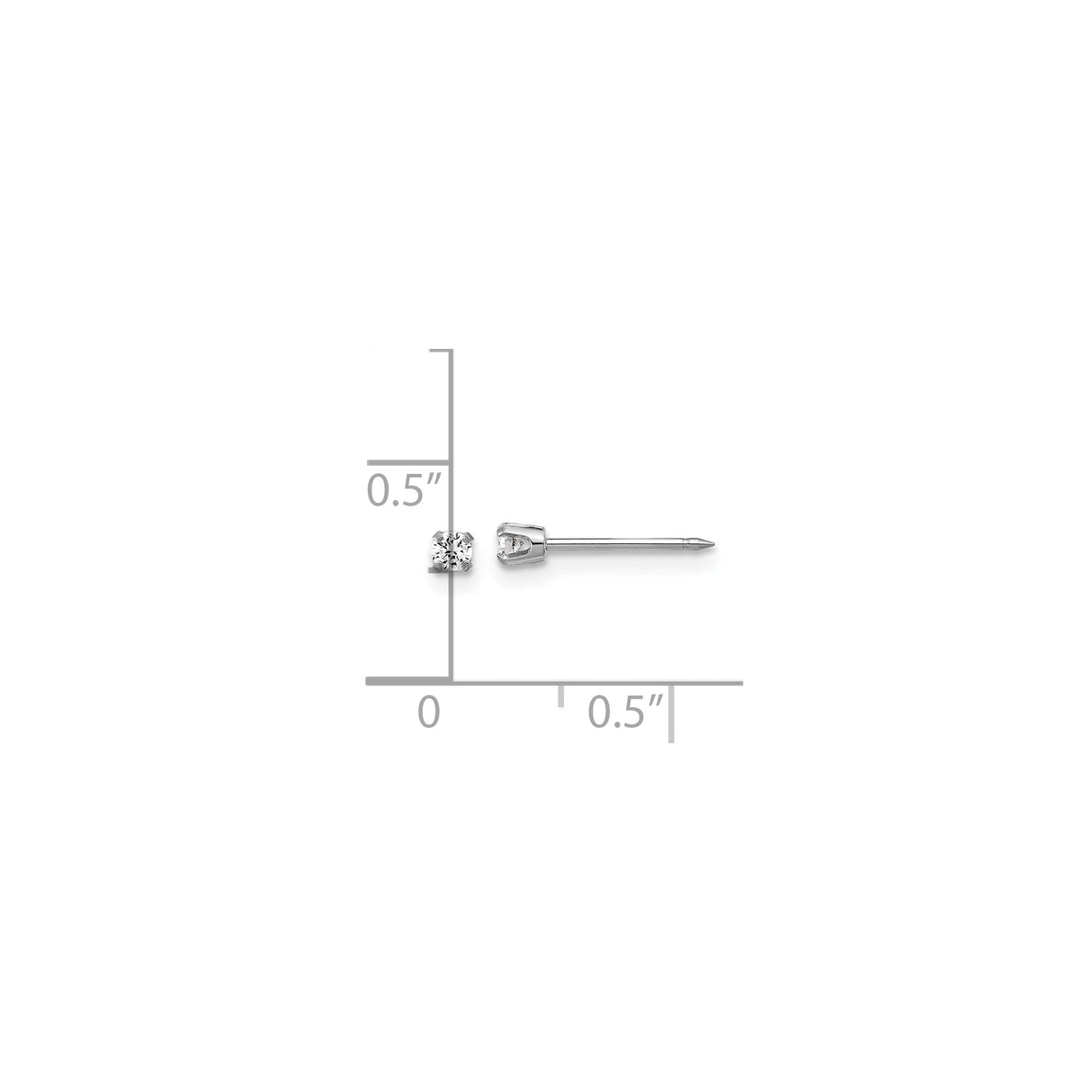 14k White Gold Diamond Stud Earrings with Round Cut Lab Grown Diamond in Solitaire Setting