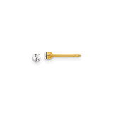 14k Yellow Gold Nose Stud with Round Cubic Zirconia Bezel Setting, Unisex Stud Jewelry