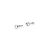 14k White Gold Nose Stud with Clear Crystal, Diamond Cut Prong Set, Minimalist Style for Women