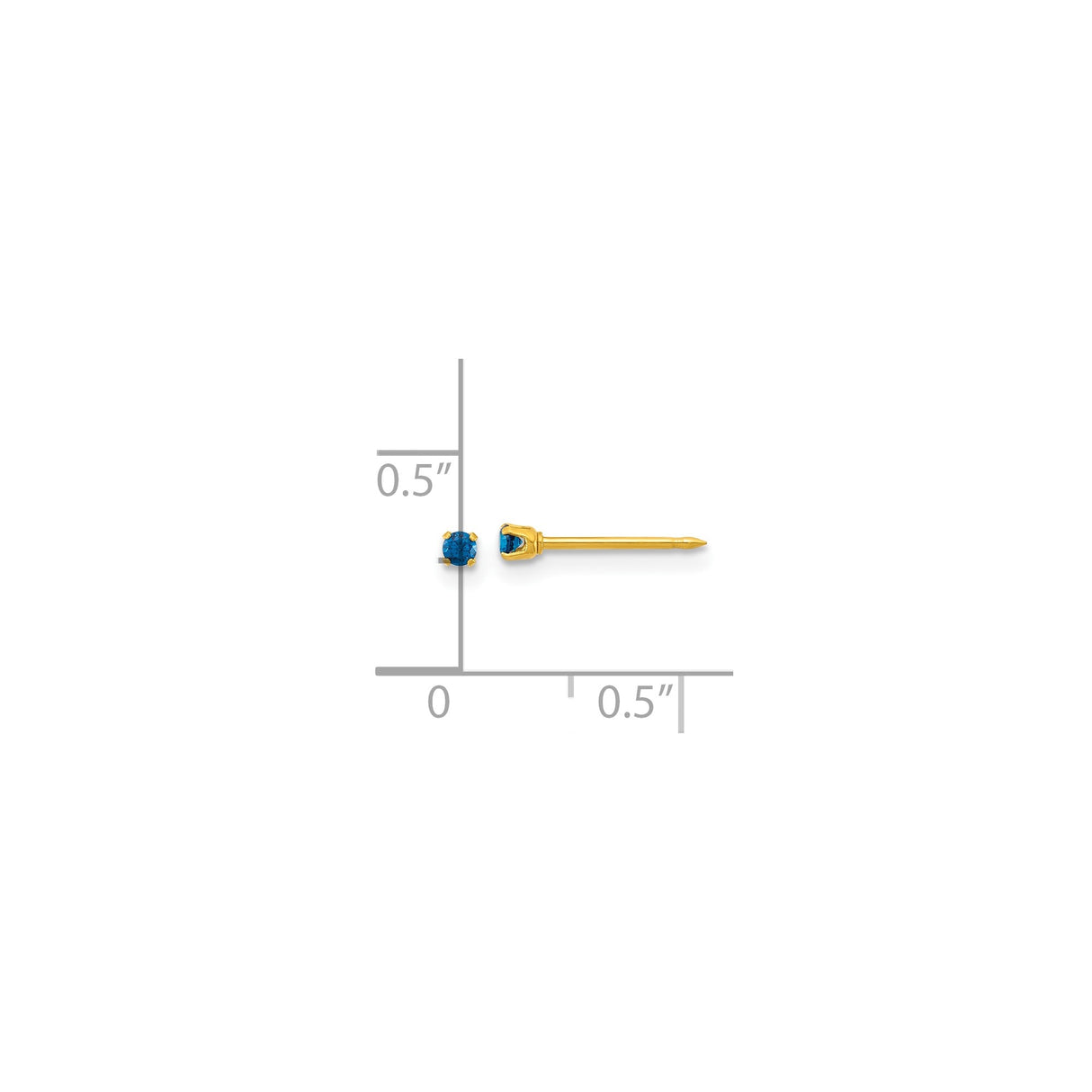 316 Stainless Steel Stud Earrings with Round Blue Cubic Zirconia, Gold Tone, Minimalist Design