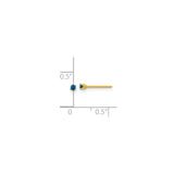 316 Stainless Steel Stud Earrings with Round Blue Cubic Zirconia, Gold Tone, Minimalist Design