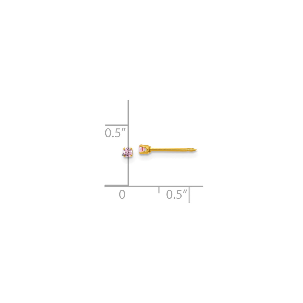 316 Stainless Steel Stud Earrings with Pink Cubic Zirconia, Gold Tone, Minimalist Style