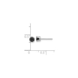 14k White Gold Mens Stud Earring with Cubic Zirconia, Four Prong Setting, Modern Minimalist Style