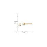 14k Yellow Gold Pearl Stud Earrings with Round White Cultured Pearls, Classic Four-Prong Setting
