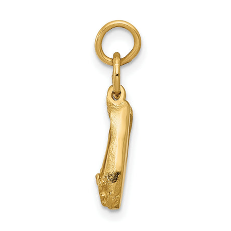 10k Yellow Gold Ballet Slippers Pendant, Graceful Dance Charm for Women and Girls