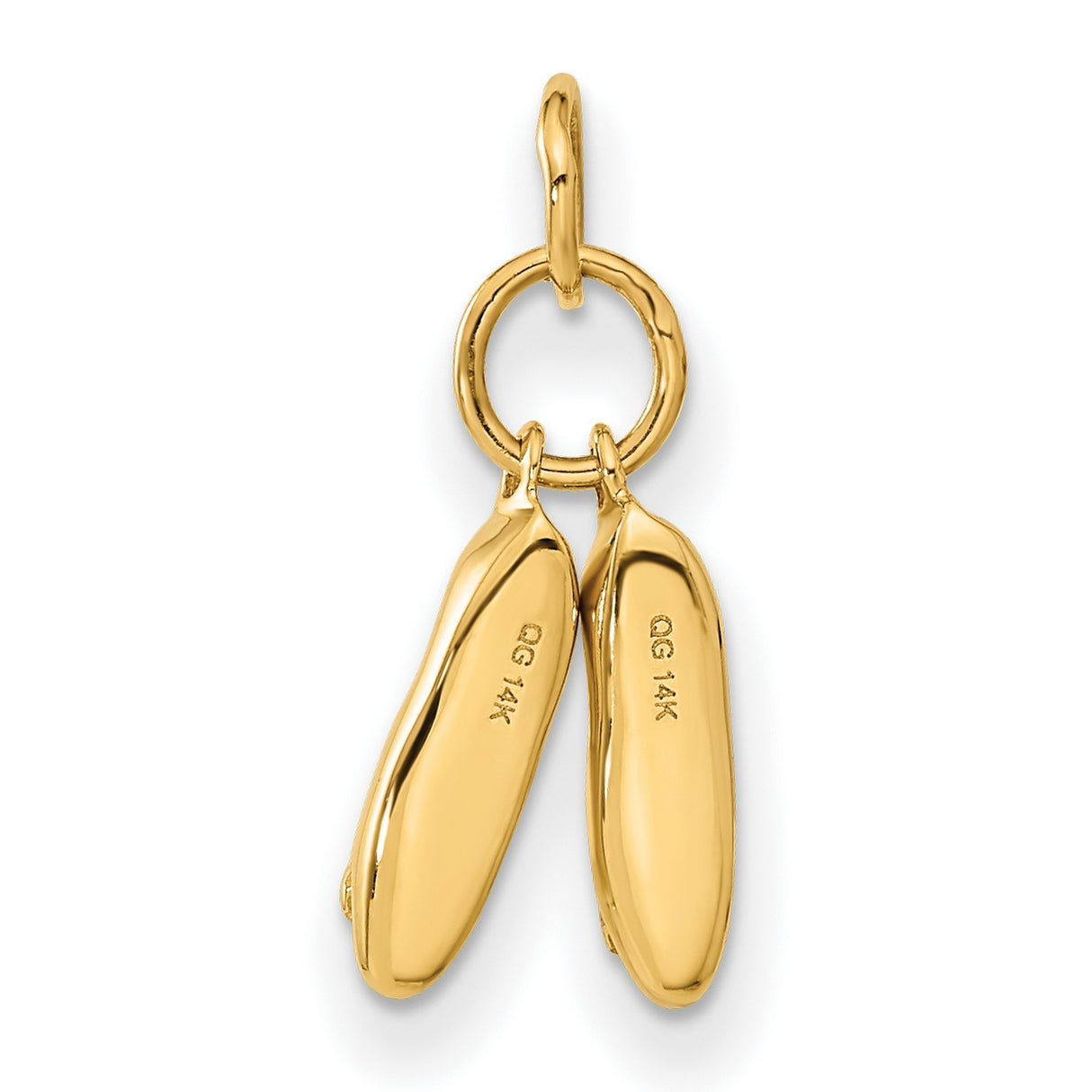 10k Yellow Gold Ballet Slippers Pendant, Graceful Dance Charm for Women and Girls