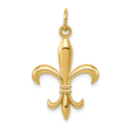 Hollow Fleur De Lis Metal Mold Charm Pendant in Real 10k Yellow Gold