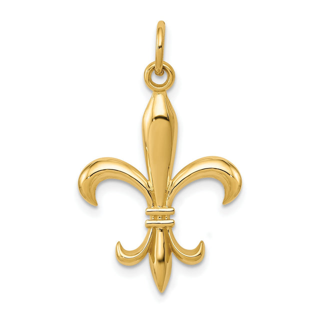 Hollow Fleur De Lis Metal Mold Charm Pendant in Real 10k Yellow Gold
