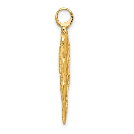 10k Yellow Gold Arrowhead Pendant with Textured Tribal Warrior Design for Men and Unisex Wear