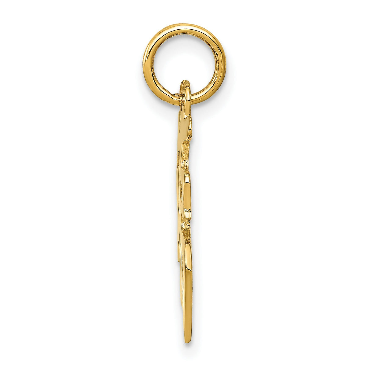 10k Yellow Gold Fu Pendant with Chinese Symbol for Good Fortune and Happiness