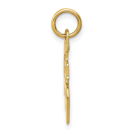 10k Yellow Gold Fu Pendant with Chinese Symbol for Good Fortune and Happiness