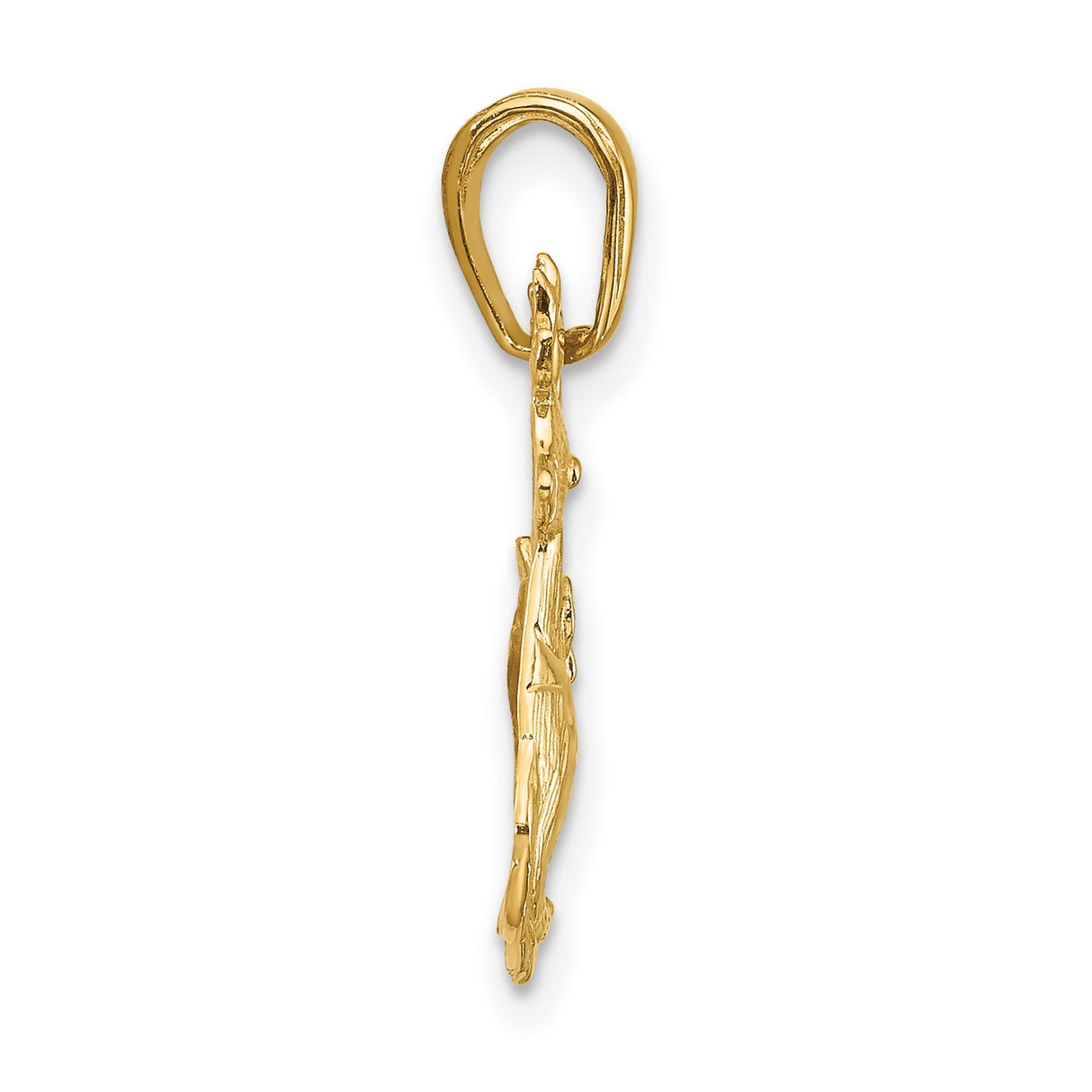 10k Yellow Gold Reindeer Pendant with Festive Bow, Holiday Deer Charm Jewelry