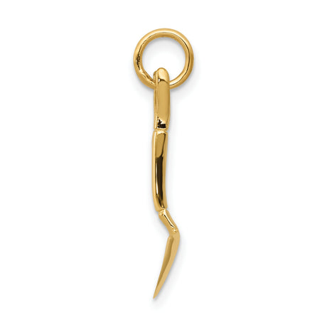 10k Yellow Gold Shovel Pendant, Miniature Spade Charm for Gardening and Perseverance