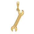 10k Yellow Gold Wrench Pendant, Open-End Tool Design with Textured Handle for Men or Unisex