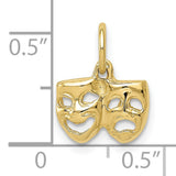 10k Yellow Gold Theater Pendant with Comedy and Tragedy Masks for Drama and Performing Arts