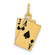 10k Yellow Gold Pendant, Ace and Jack Blackjack Playing Cards, Casino Theme for Men