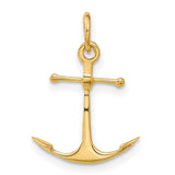 10k Yellow Gold Anchor Pendant, Polished Nautical Symbol of Hope, Strength, and Faith