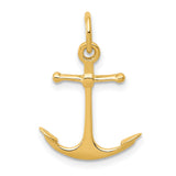 10k Yellow Gold Anchor Pendant, Polished Nautical Symbol of Hope, Strength, and Faith