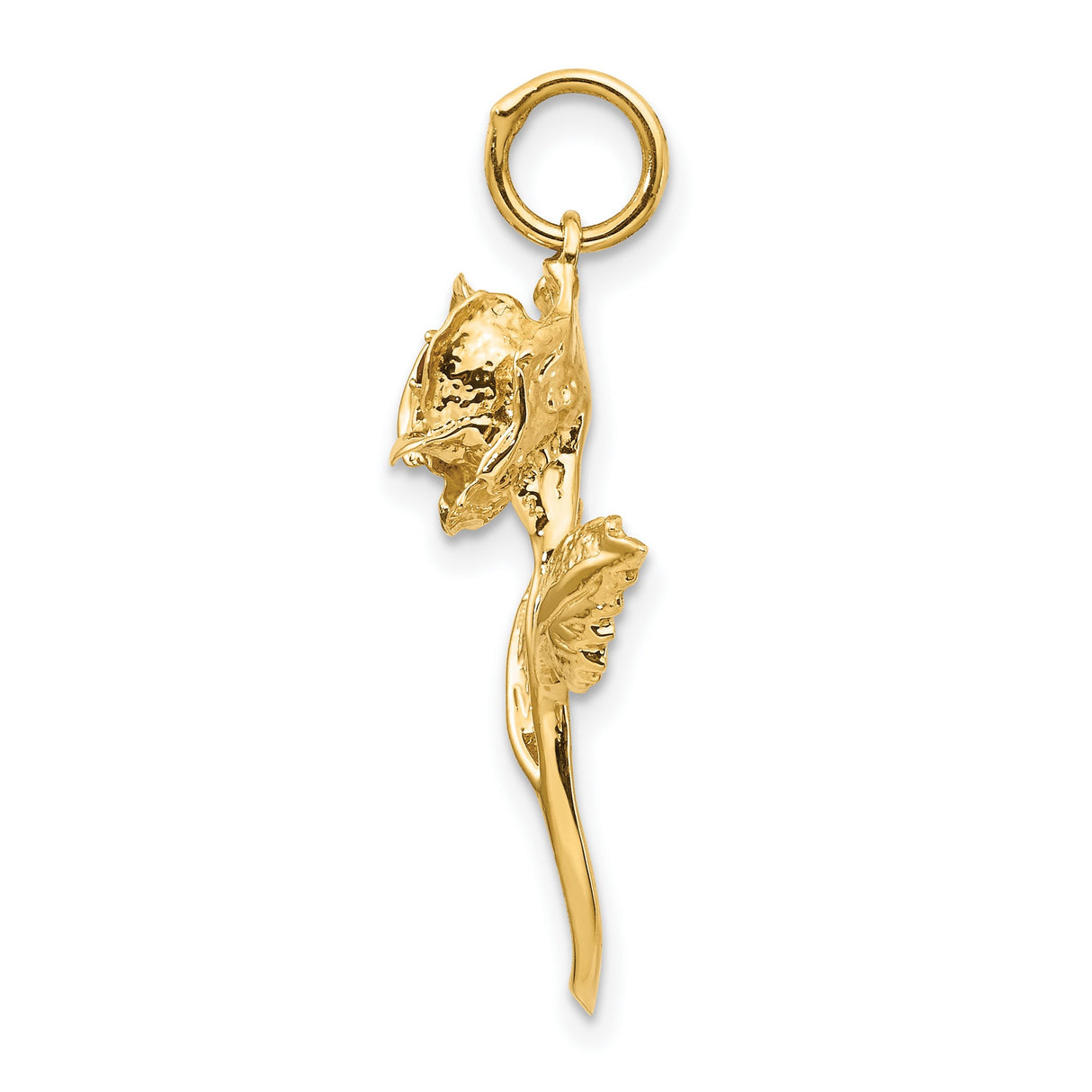 10k Yellow Gold Rose Flower Pendant with Cubic Zirconia, Botanical Design, Romantic Floral Motif